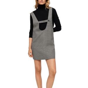 Mango checkered pinafore mini dress 4